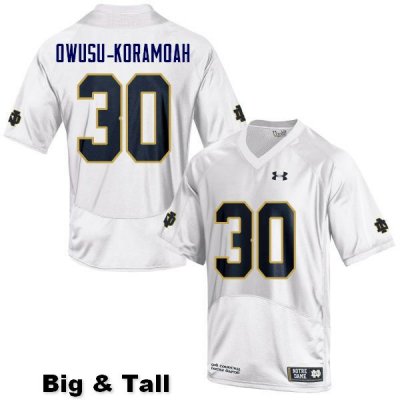 Notre Dame Fighting Irish Men's Jeremiah Owusu-Koramoah #30 White Under Armour Authentic Stitched Big & Tall College NCAA Football Jersey HQJ3299OZ